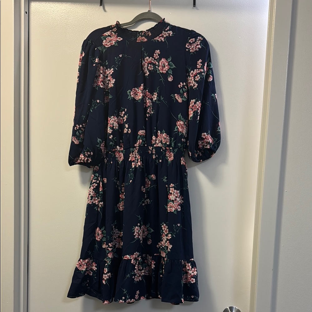 Nanette Lepore Floral Navy Dress with Pink Accents